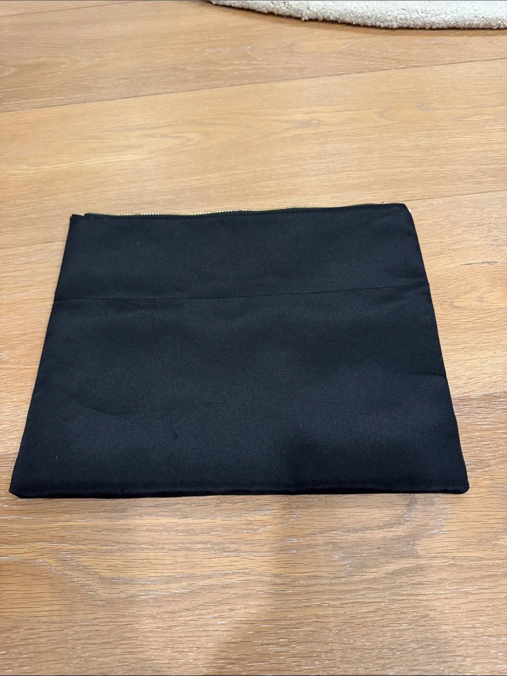 Black Women's Cosmetic Pouch with Gold Zippers